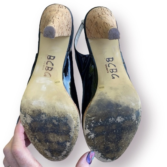 BCBG Paris Patent Sling Back Heels Size 8.5 - Picture 7 of 10